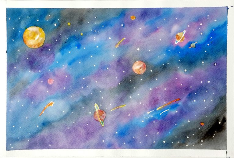 🪐 Pintar una galaxia con acuarela paso a paso| ArteEscuela⭐