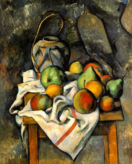 naturaleza muerta con frutas de Paul Cezanne