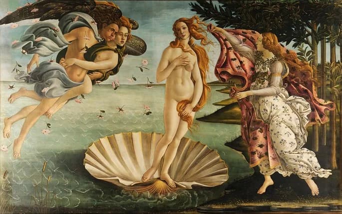 El nacimiento de Venus. Sandro Botticelli. Galería Uffizi