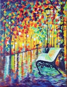 Tu primer cuadro en acrílico "Lluvia en el Parque"