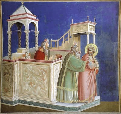 Joaquín expulsado del templo. Capilla de los Scrovegni (Padua – Italia). 1303 – 1305.