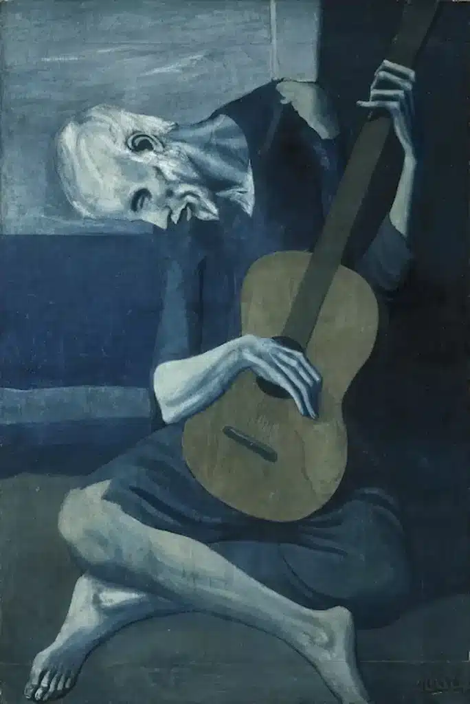 Obra del periodo azul de Pablo Picasso con tonos fríos y melancólicos