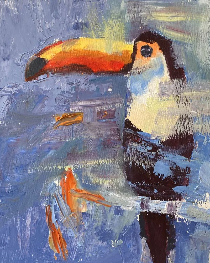 Trabajos de los alumnos Pintura de un tucán realizada por alumnado de ArteEscuela