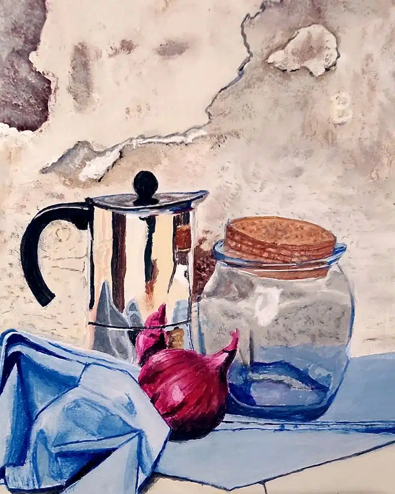 Trabajos de los alumnos Bodegón de una cafetera realizado por alumnado de ArteEscuela