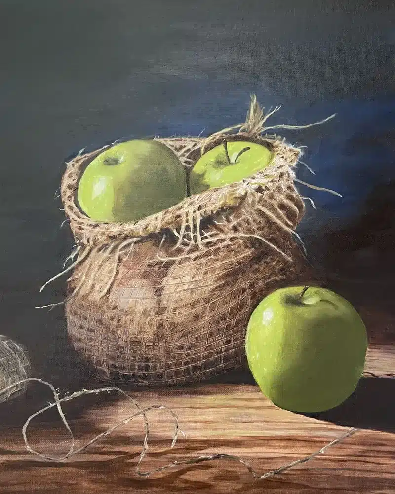 Trabajos de los alumnos Bodegón de manzanas realizado por alumnado de ArteEscuela