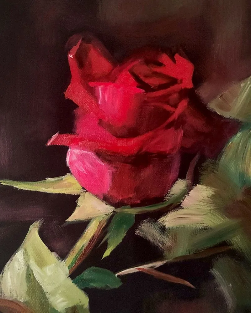 Trabajos de los alumnos Estudio pictórico botánico de una rosa realizado por alumnado de ArteEscuela