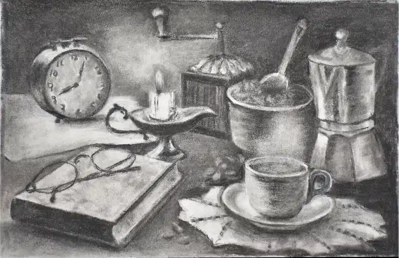 Trabajos de los alumnos Bodegón a claroscuro realizado por alumnado de ArteEscuela