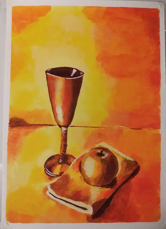 Trabajos de los alumnos Composición pictórica basada en una armonía cálida realizada por alumnado de ArteEscuela