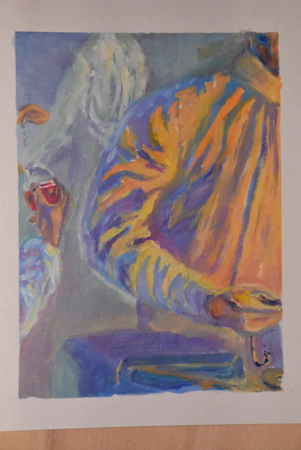 Trabajos de los alumnos Ejercicio expresivo de teoría del color con contrastes complementarios realizado por alumnado de ArteEscuela