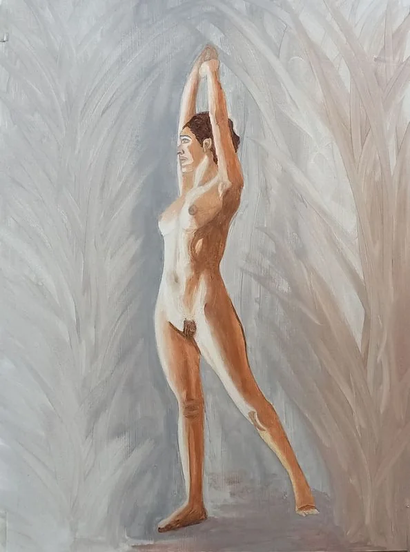 Trabajos de los alumnos Estudio pictórico de figura humana de pie realizado por alumnado de ArteEscuela