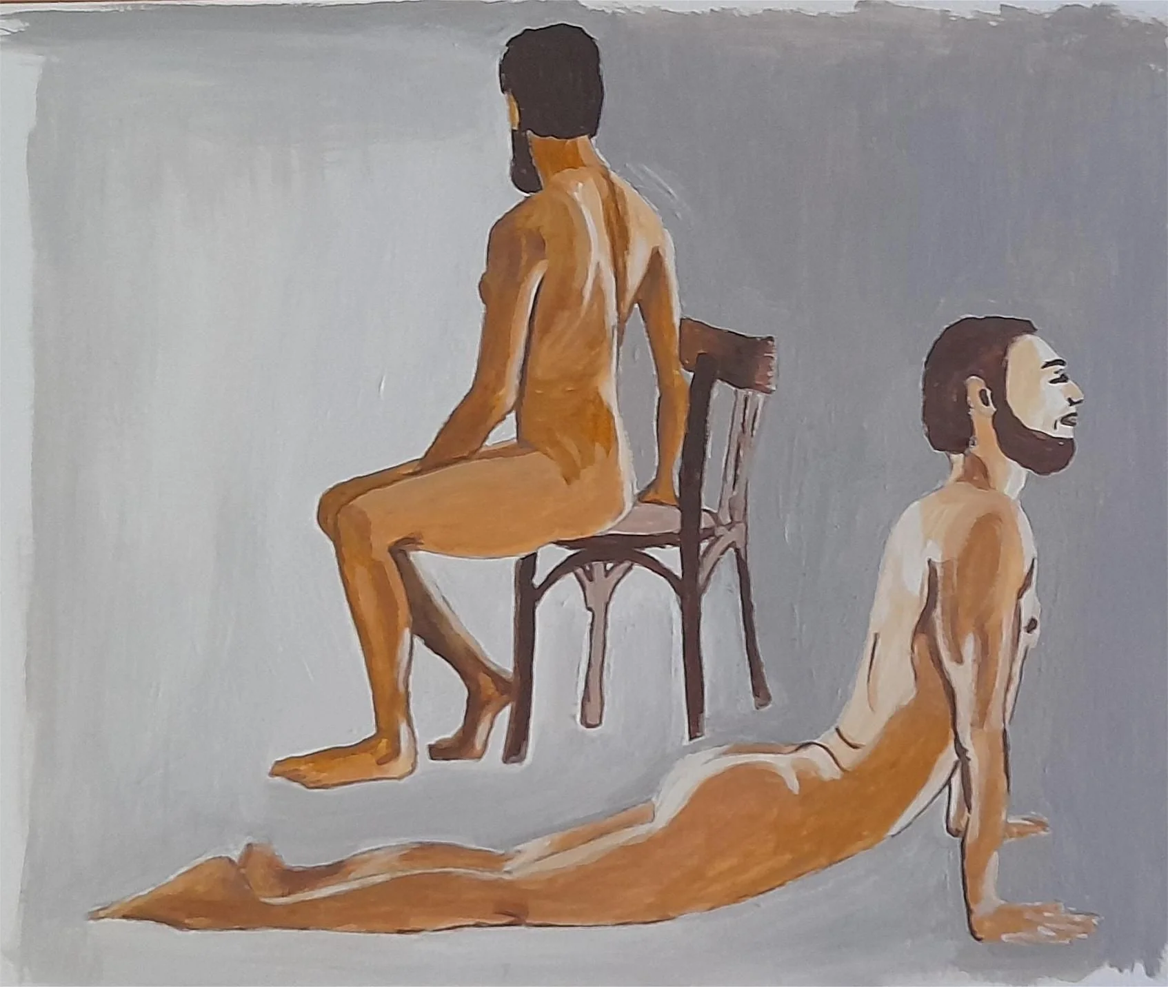 Trabajos de los alumnos Estudios pictóricos de figuras humanas sentadas realizados por alumnado de ArteEscuela