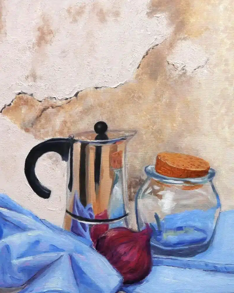Trabajos de los alumnos Bodegón con objetos de cristal y metal realizado como trabajo del curso de ArteEscuela