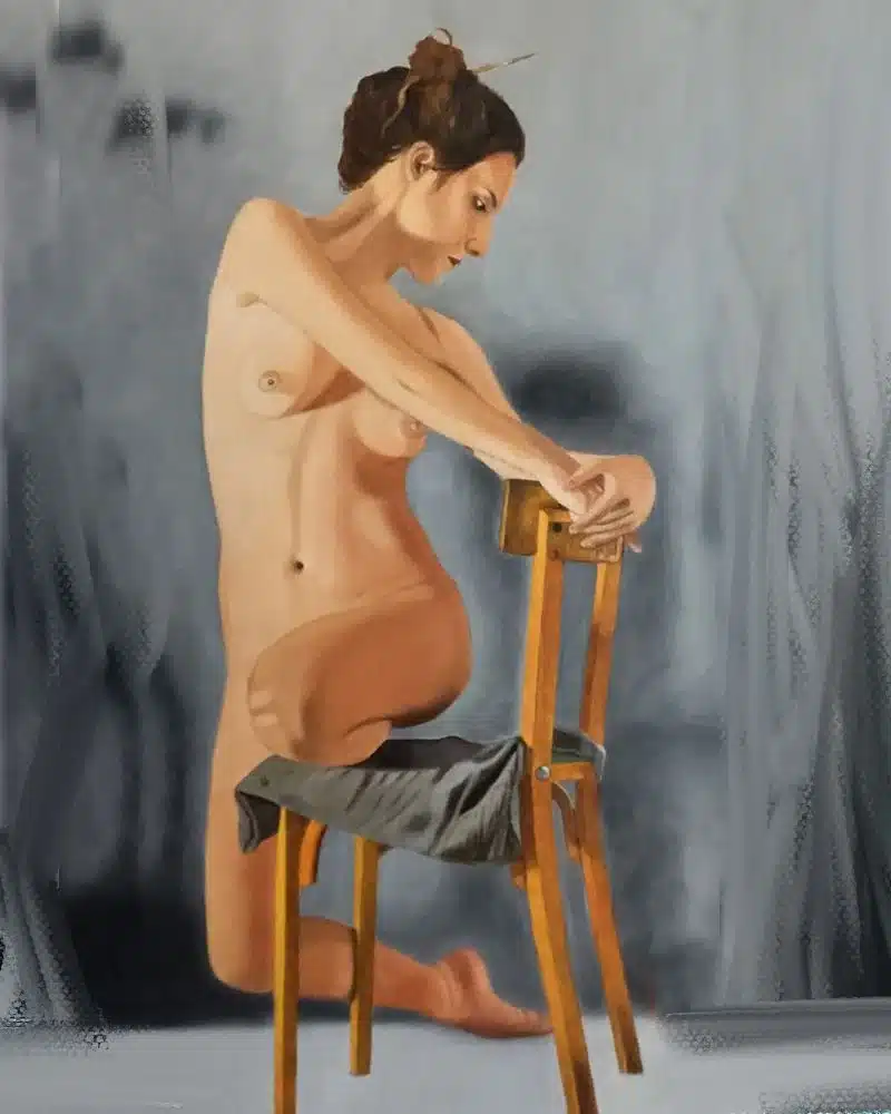 Trabajos de los alumnos Dibujo de figura humana sentada realizado por alumnado de ArteEscuela