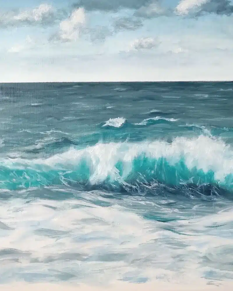 Trabajos de los alumnos Pintura de paisaje marino realizada por alumnado de ArteEscuela