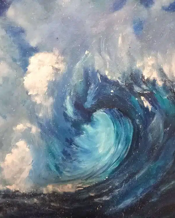 Trabajos de los alumnos Paisaje marino con una ola realizado por alumnado de ArteEscuela