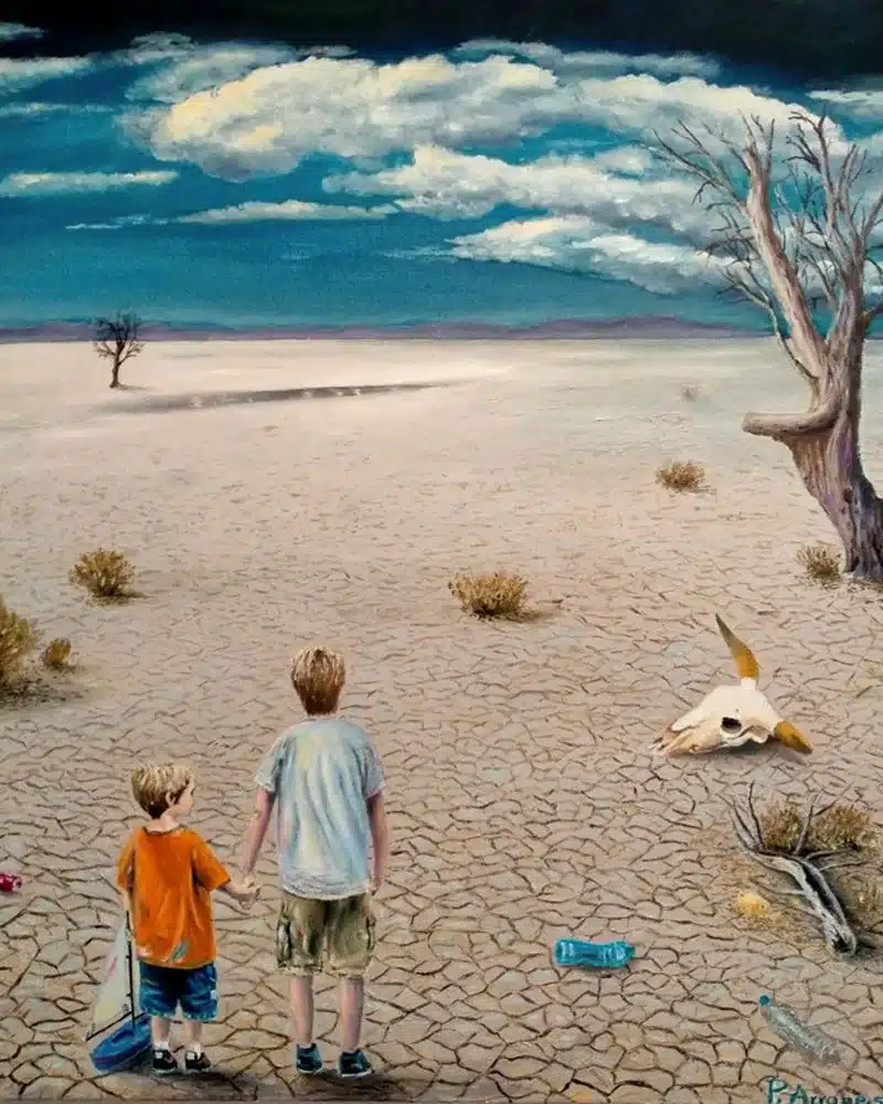 Trabajos de los alumnos Trabajo libre de paisaje desértico realizado por alumnado de ArteEscuela