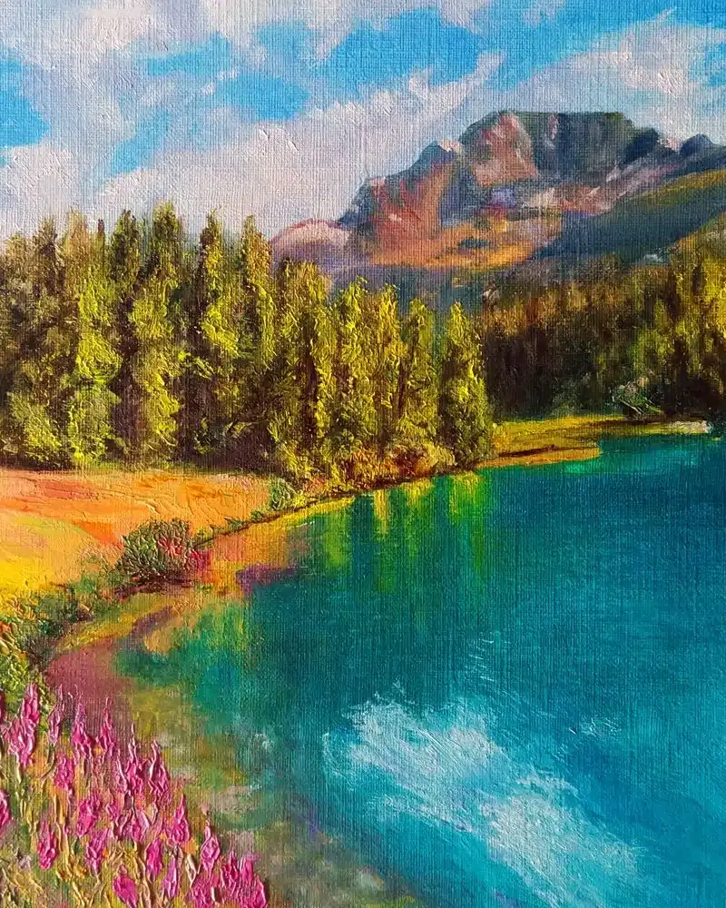 Trabajos de los alumnos Paisaje de lago realizado por alumnado de ArteEscuela