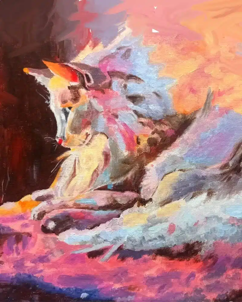 Trabajos de los alumnos Pintura expresiva de un animal fantástico realizada por alumnado de ArteEscuela