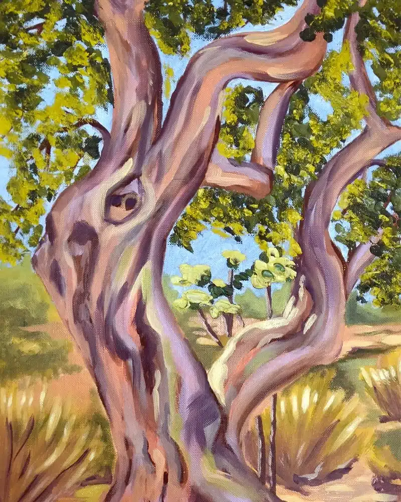 Trabajos de los alumnos Pintura botánica de un árbol realizada por alumnado de ArteEscuela