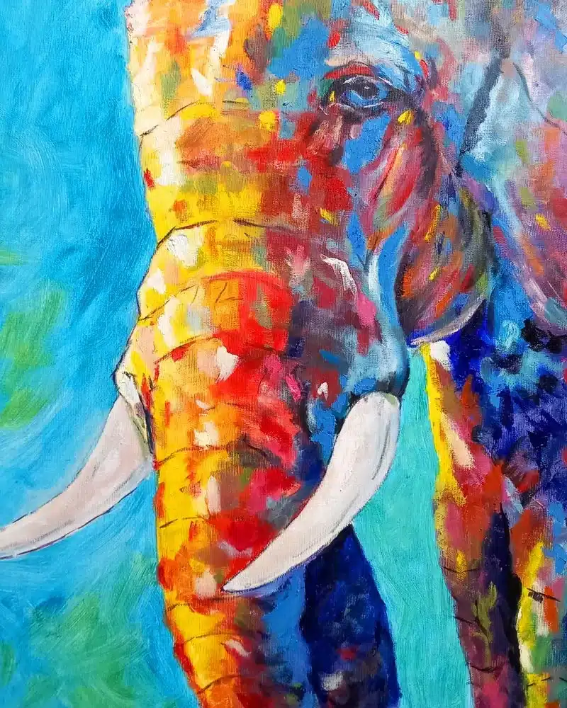 Trabajos de los alumnos Pintura de elefante realizada por alumnado de ArteEscuela
