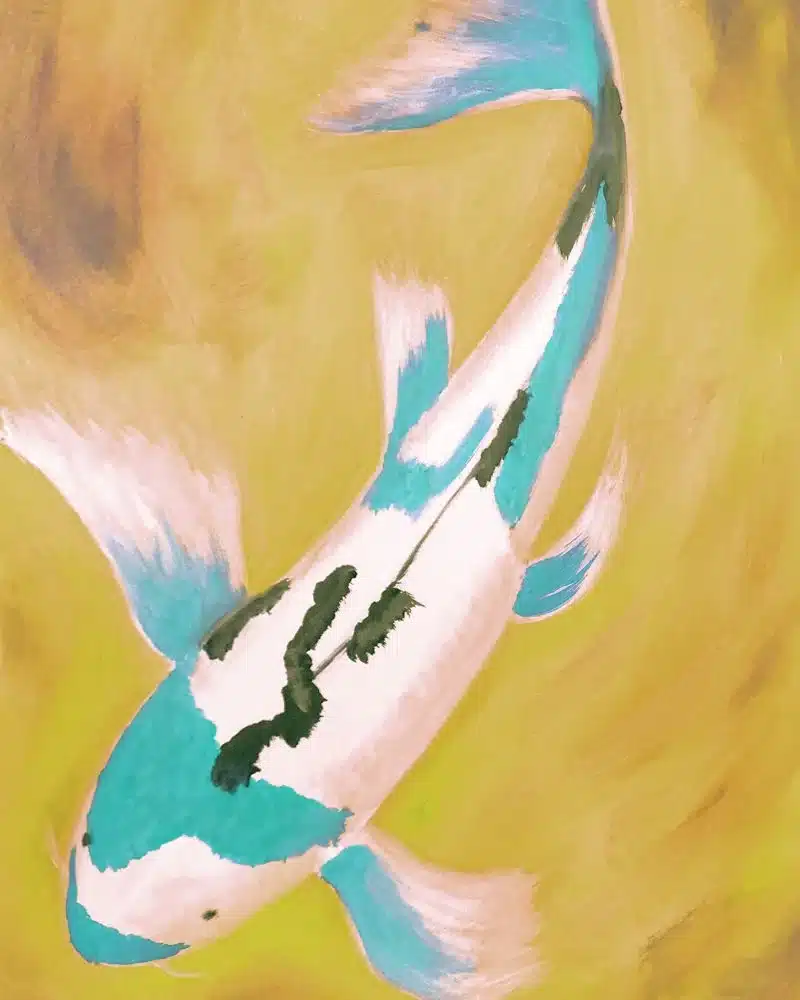 Trabajos de los alumnos Pintura sintética de un pez koi realizada por alumnado de ArteEscuela
