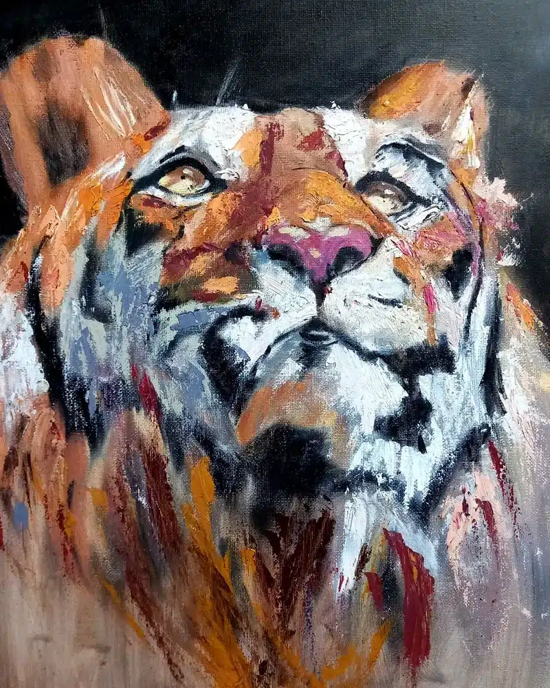 Trabajos de los alumnos Pintura de tigre realizada por alumnado de ArteEscuela