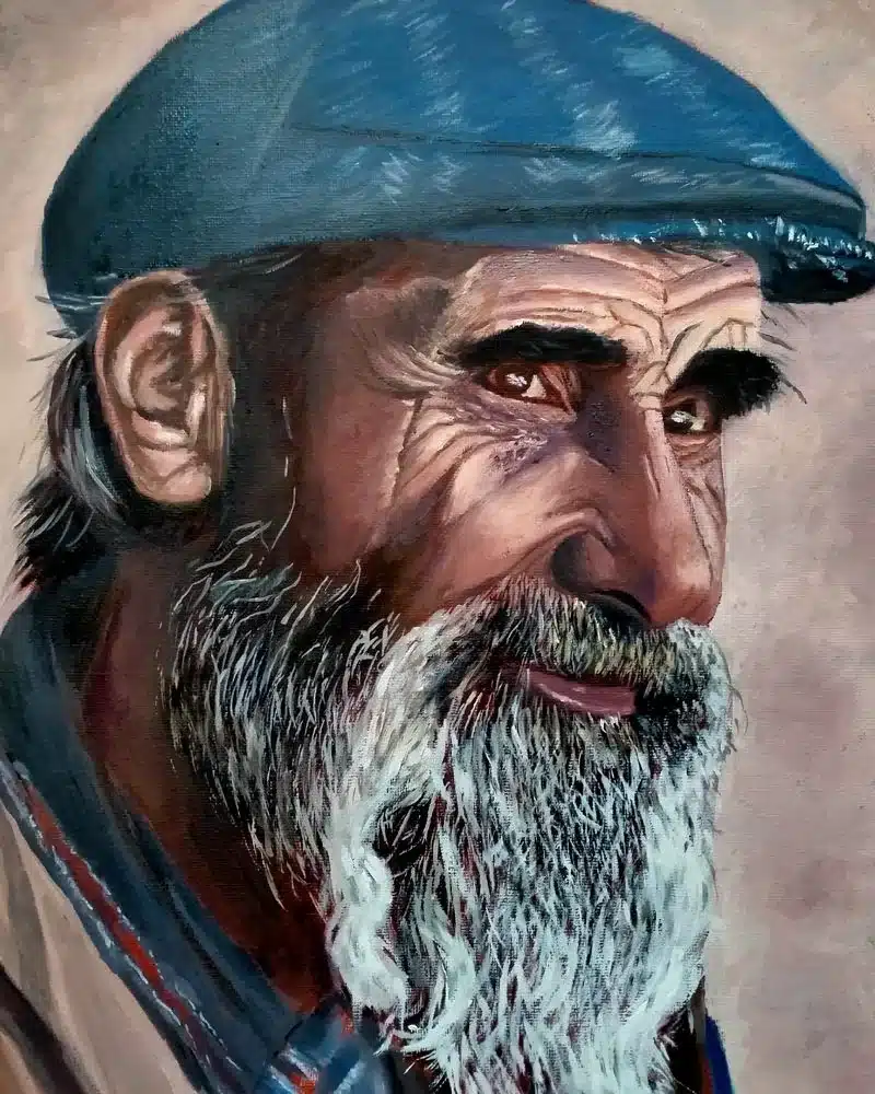 Trabajos de los alumnos Retrato de un hombre mayor realizado durante el curso de ArteEscuela