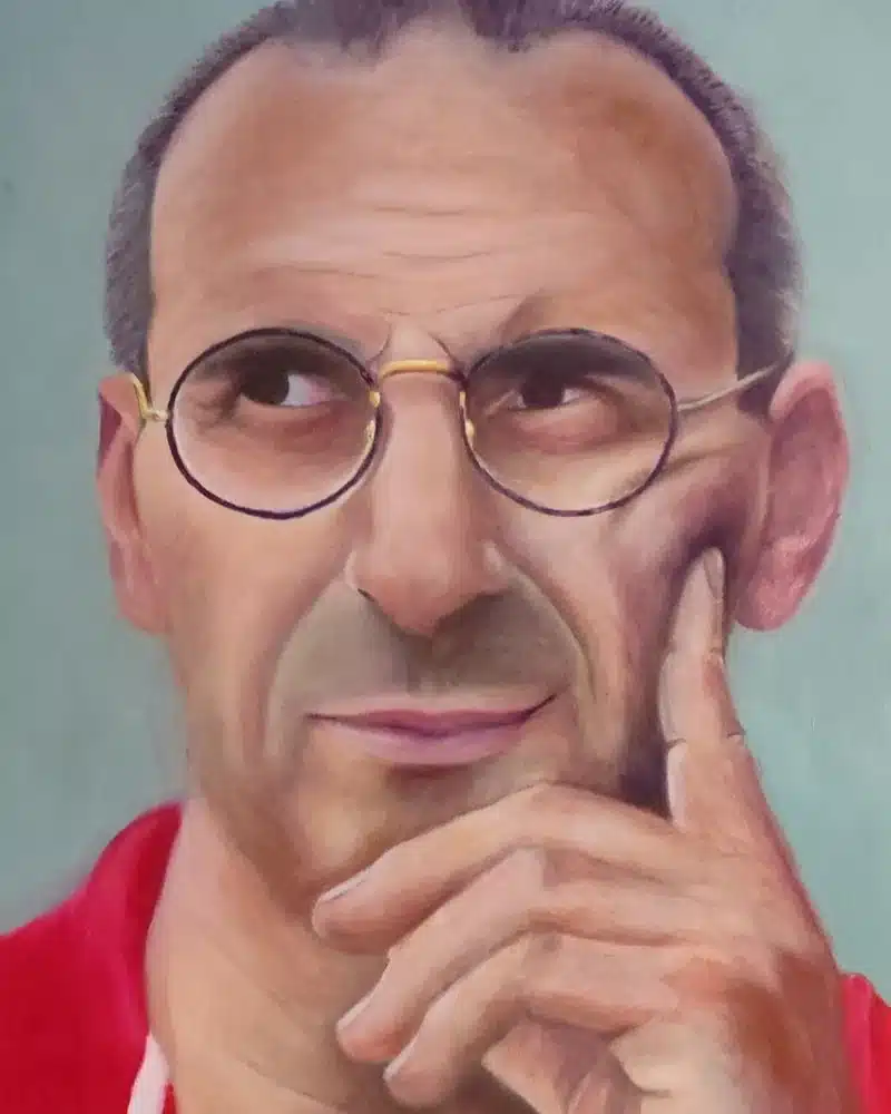 Trabajos de los alumnos Retrato libre de un hombre con gafas realizado por alumnado de ArteEscuela
