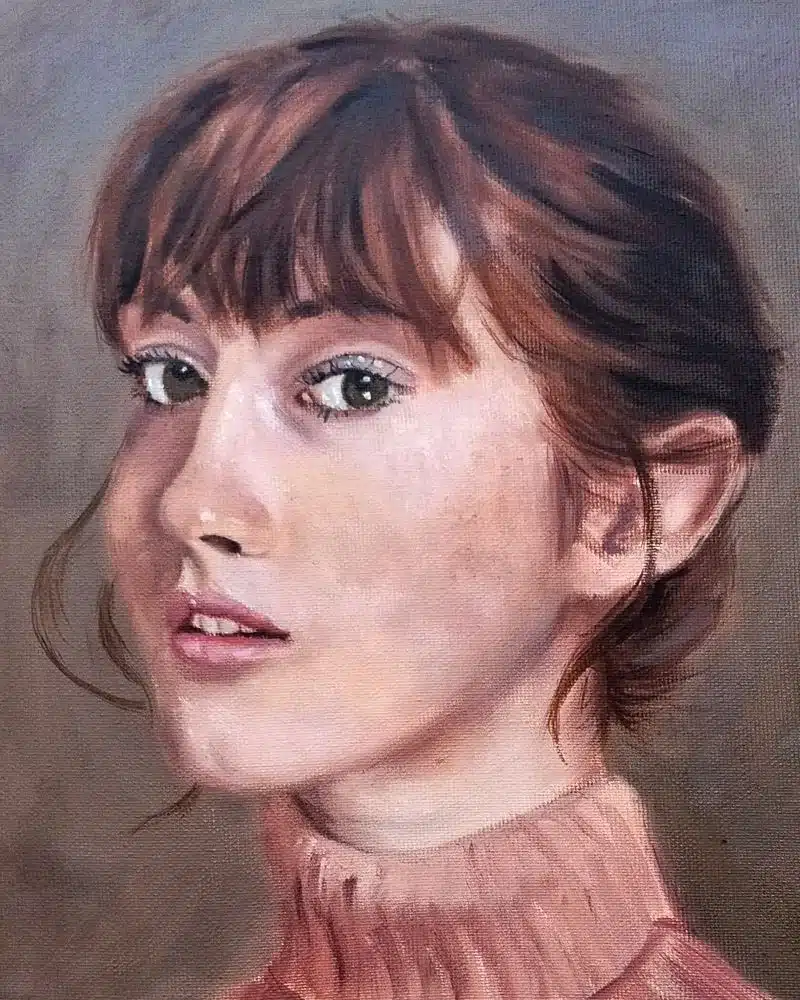 Trabajos de los alumnos Retrato pictórico de mujer realizado por alumnado de ArteEscuela