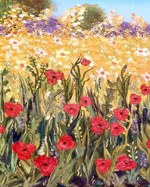 Pintura botánica de flores silvestres realizada por alumnado de ArteEscuela