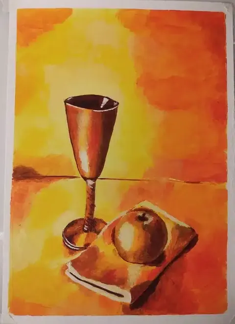 Composición pictórica basada en una armonía cálida realizada por alumnado de ArteEscuela