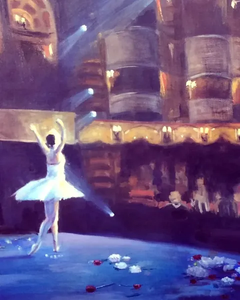 Obra libre de una bailarina sobre el escenario realizada por alumnado de ArteEscuela