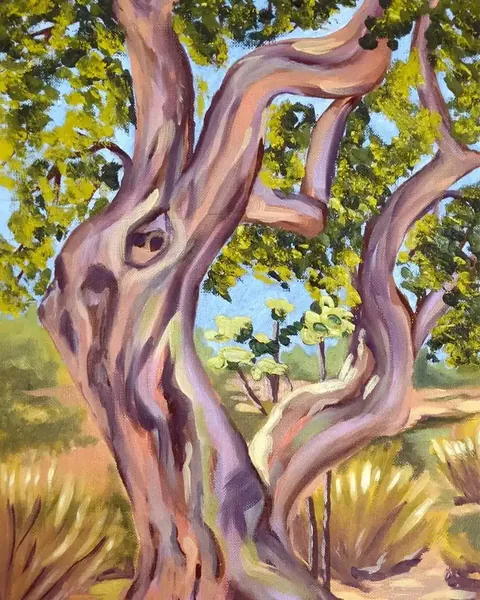 Pintura botánica de un árbol realizada por alumnado de ArteEscuela
