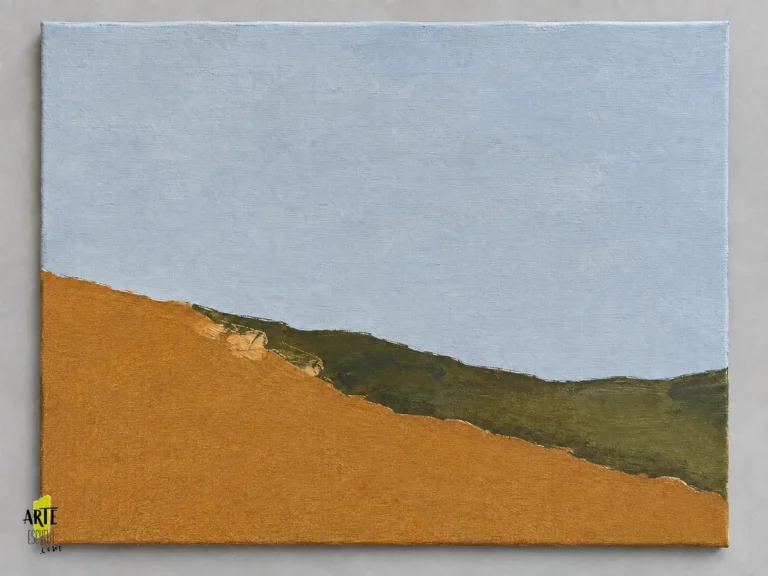 Paisaje abstracto de tres masas con pocos arrastres claros de textura junto al tercio izquierdo