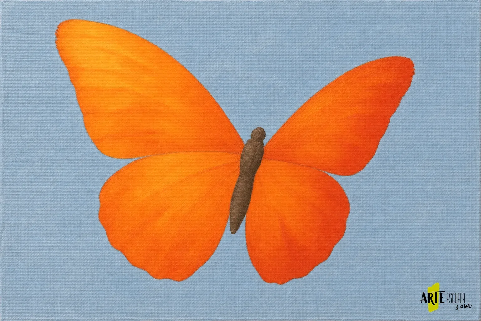 Mariposa con alas naranjas, diferencias de luz entre ambos lados y cuerpo oscuro sin patrón detallado