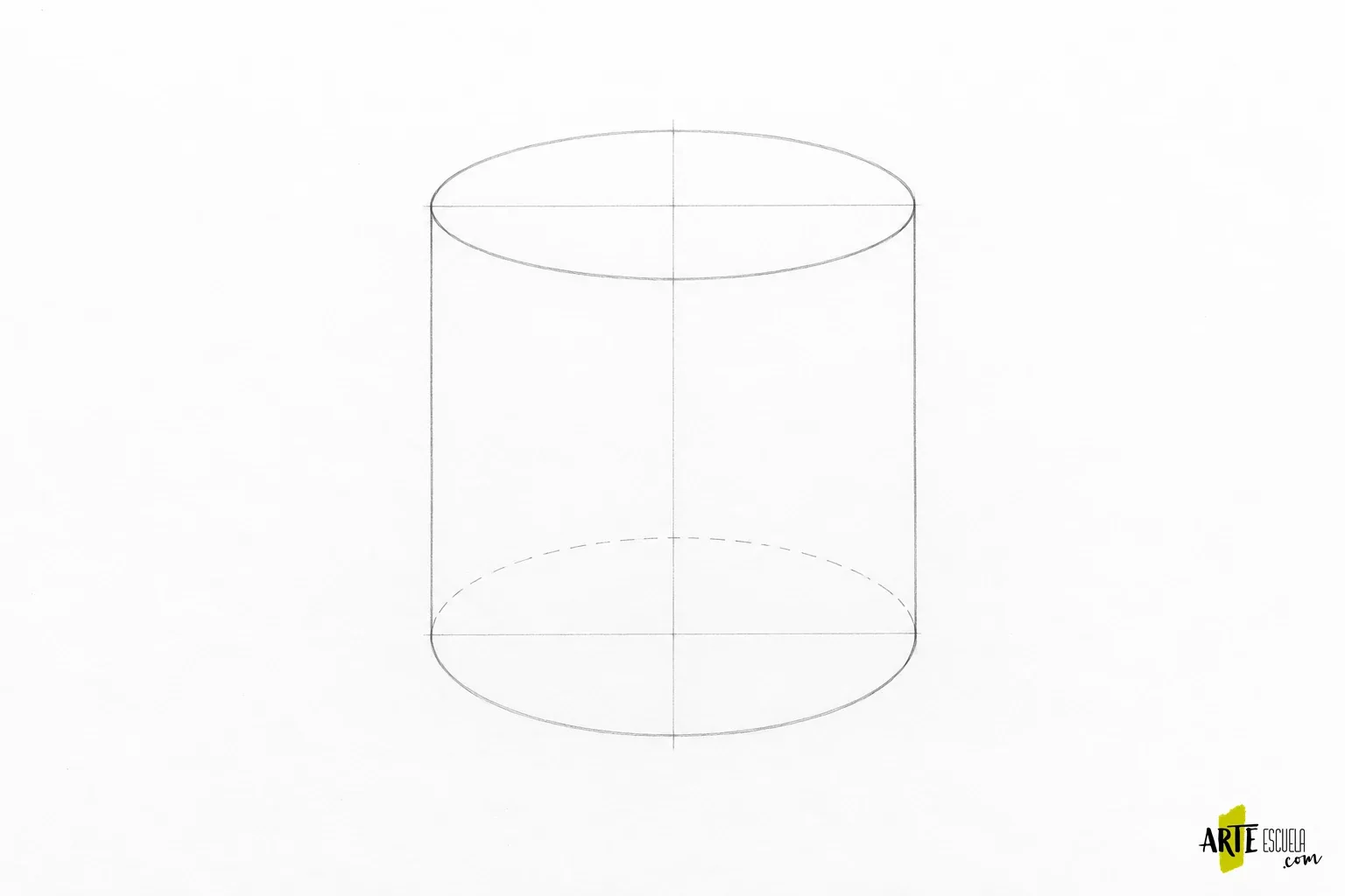 Elipses en perspectiva: por qué una boca de vaso no termina en puntas Construcción de un cilindro con eje vertical y elipses completas de boca y base