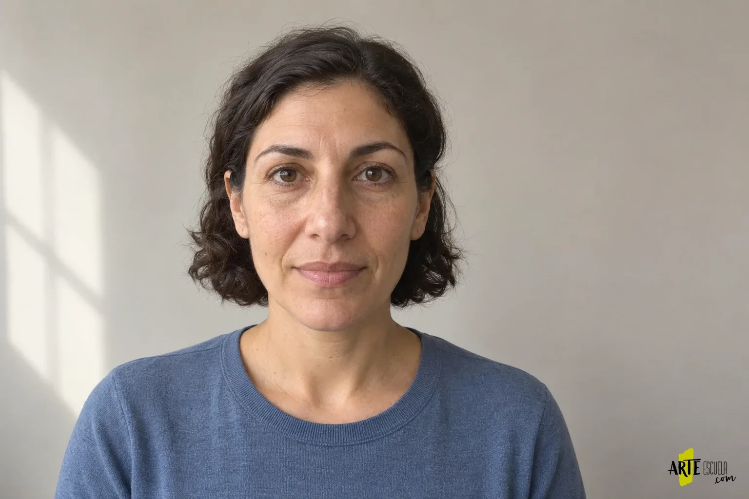 Por qué una foto de móvil deforma tu retrato y cómo elegir otra referencia Retrato frontal de una mujer adulta con perspectiva cercana que acentúa la nariz frente a los laterales de la cabeza