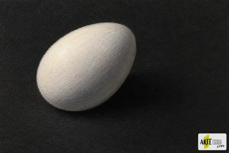 Huevo blanco terminado al pastel con luz mate, medios tonos y sombra sobre fondo negro