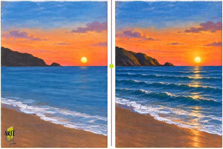 Cómo mejorar un paisaje en acrílico con luz, sombras y volumen