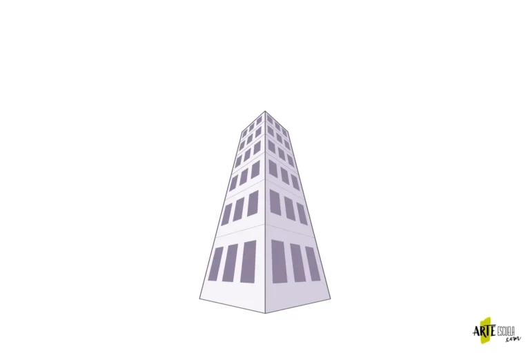 Edificio en tres puntos terminado con fachadas y ventanas diferenciadas por valor