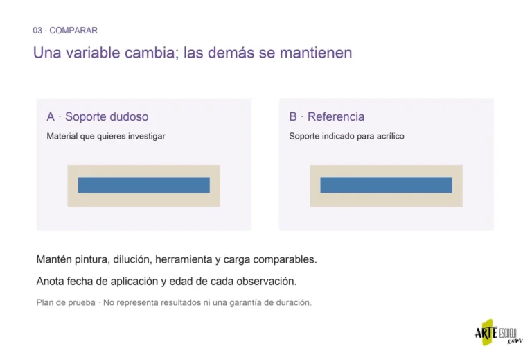 Plan de dos muestras comparables con la misma pintura sobre soporte dudoso y referencia adecuada