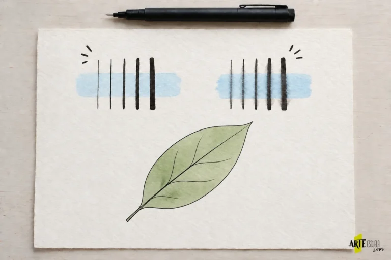 Una hoja pequeña entintada y coloreada en verde comprueba la combinación elegida después de las líneas de prueba
